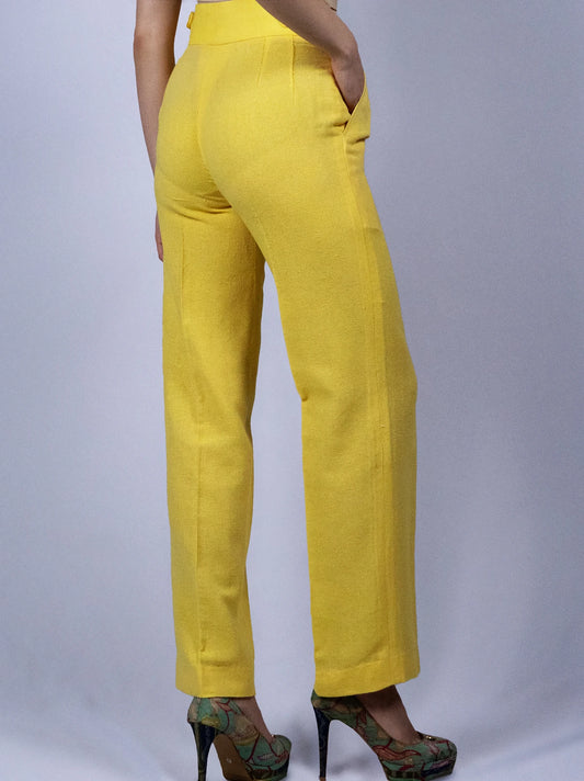 Yellow Double Pleated Pants