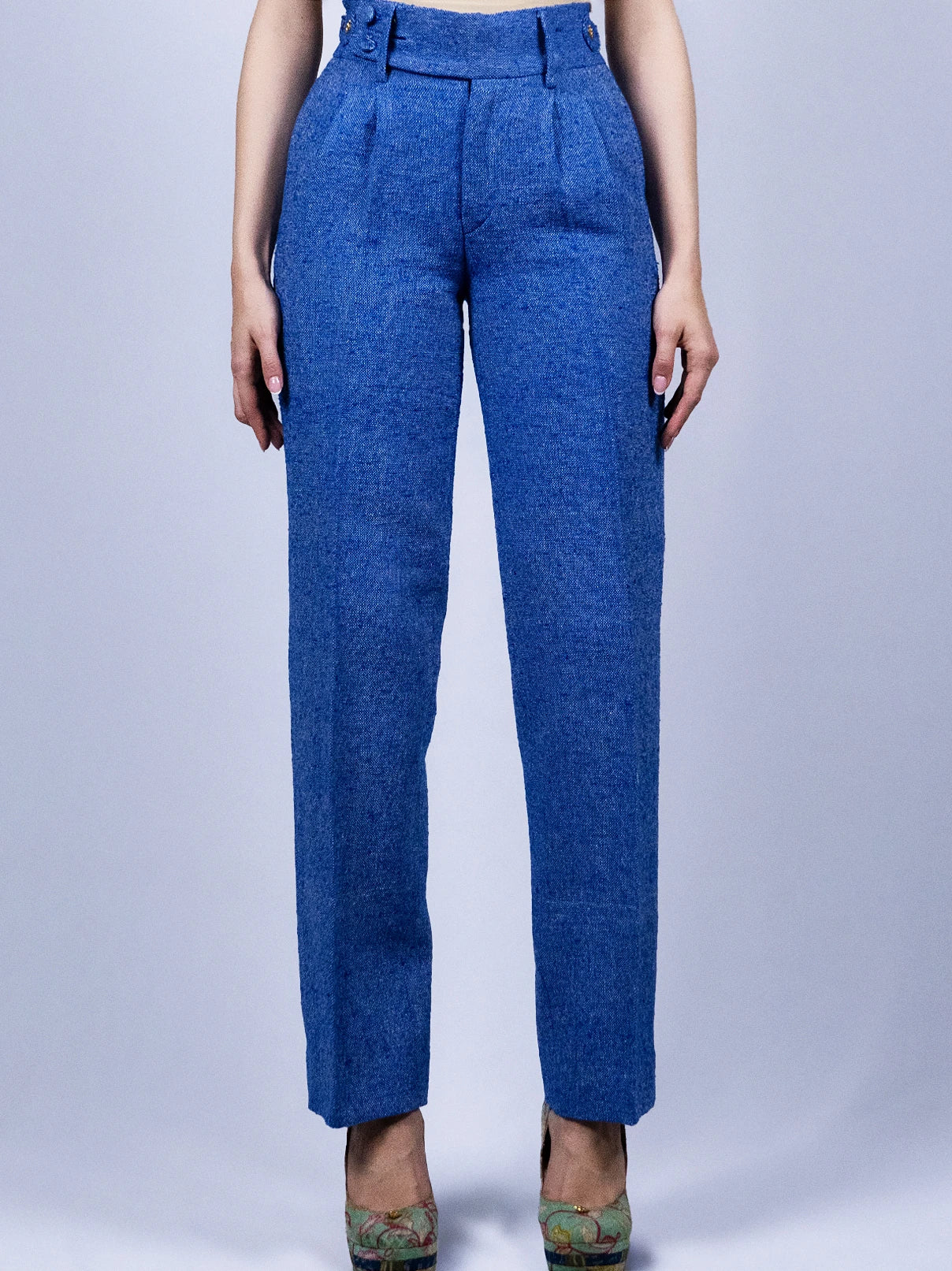 Pantalon plissé double bleu roi