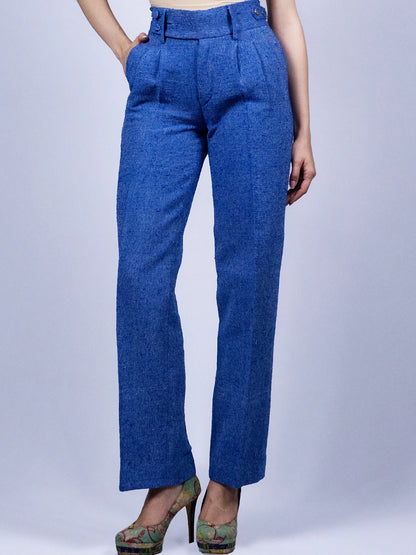 Pantalon plissé double bleu roi