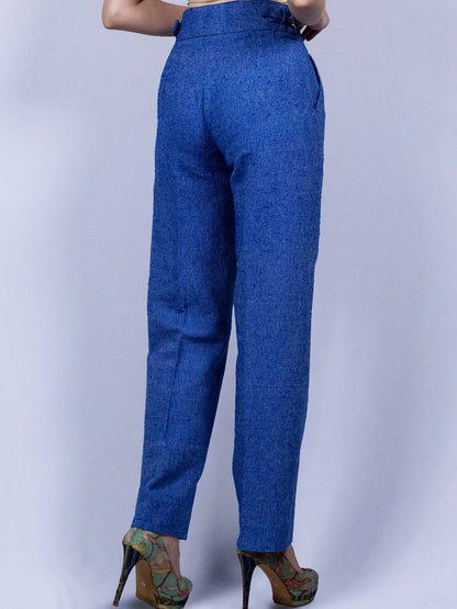 Pantalon plissé double bleu roi