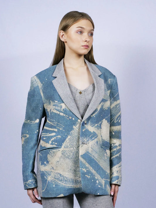 Sailor Blue Grey Kain Oversized Blazer