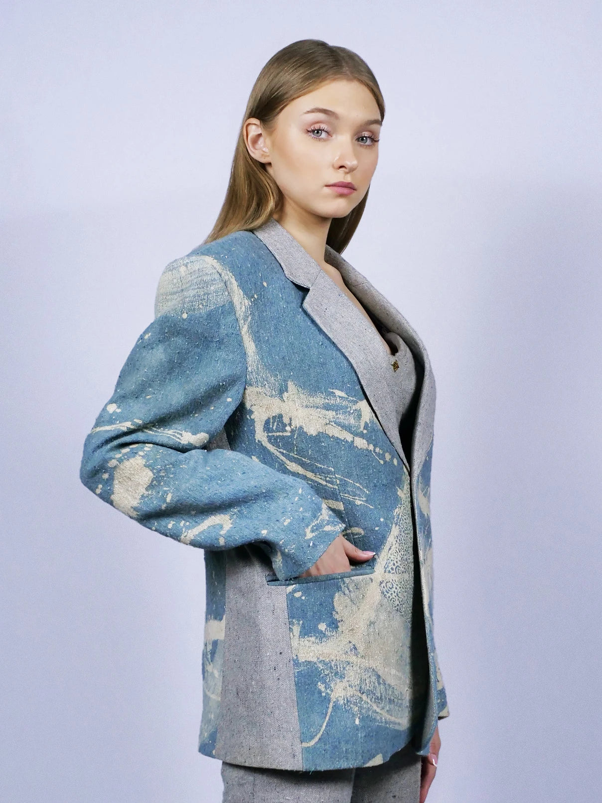 Blazer Oversize Kain Bleu Gris Marine