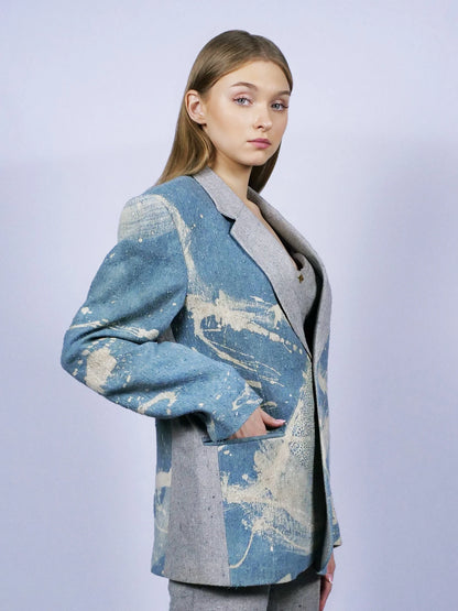 Blazer Oversize Kain Bleu Gris Marine