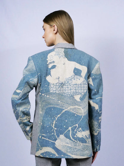 Blazer Oversize Kain Bleu Gris Marine