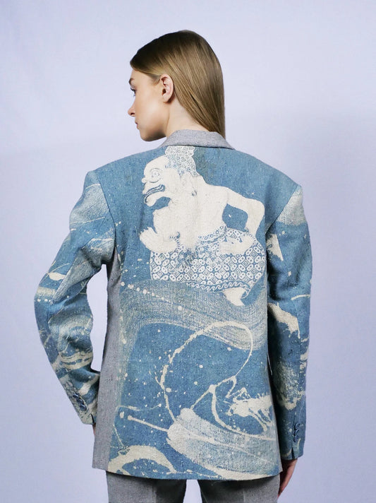 Sailor Blue Grey Kain Oversized Blazer