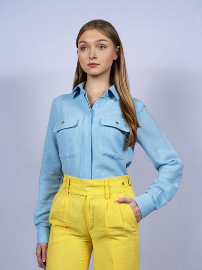 Chemisier boutonnable bleu ciel doux