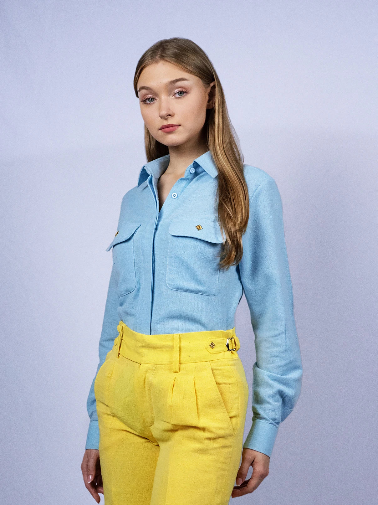 Chemisier boutonnable bleu ciel doux