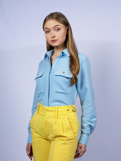 Chemisier boutonnable bleu ciel doux