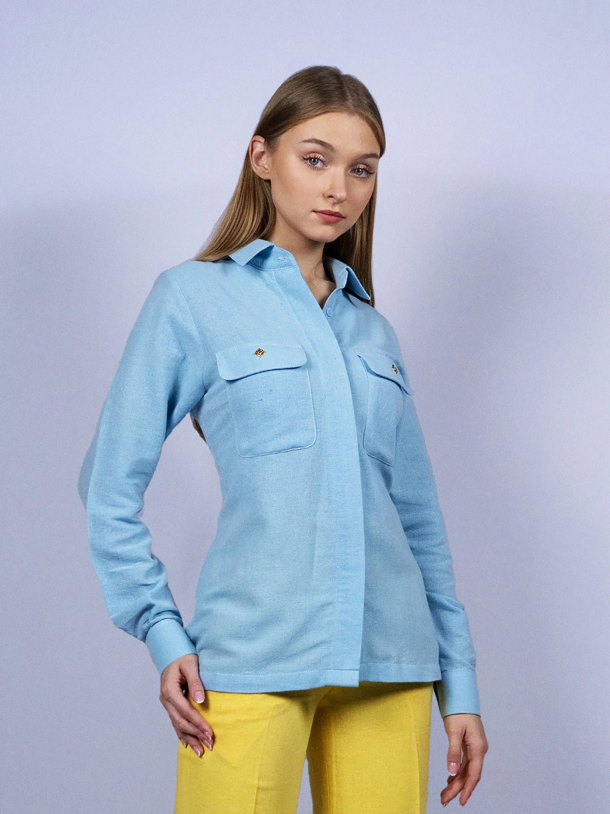 Chemisier boutonnable bleu ciel doux