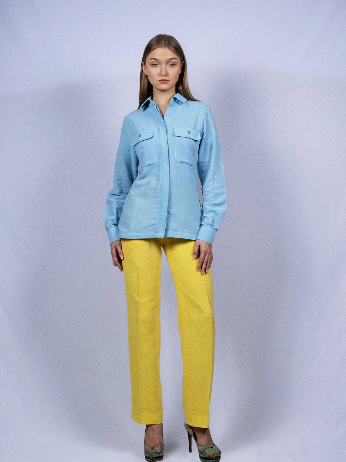 Chemisier boutonnable bleu ciel doux