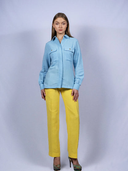 Chemisier boutonnable bleu ciel doux