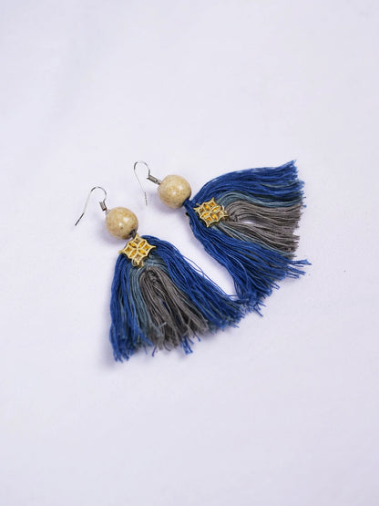 Anting Biru Tua & Abu-abu Batu Tulis