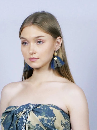 Anting Biru Tua & Abu-abu Batu Tulis