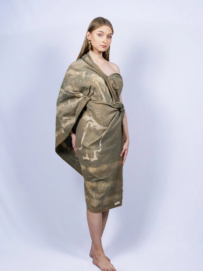 Kain cache-cœur marron olive terreux