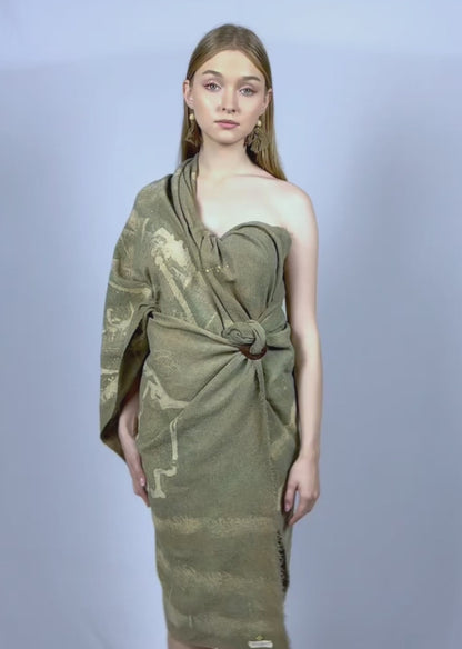 Kain cache-cœur marron olive terreux