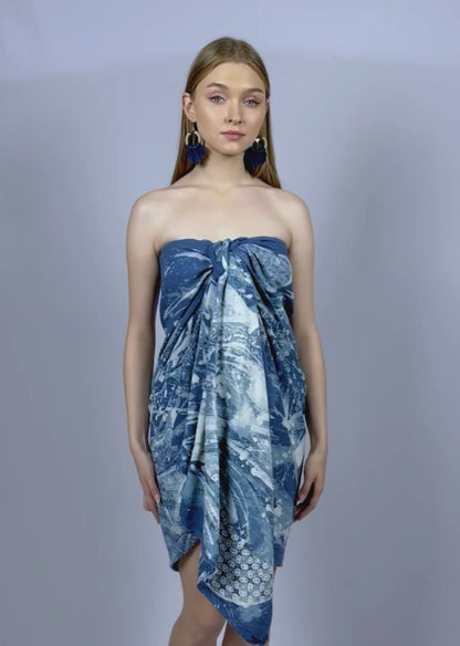 Kain enveloppant indigo superposé