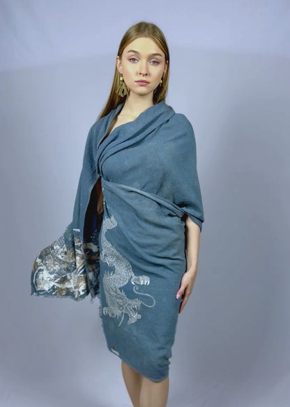 Kain Lilit Naga Biru Tua