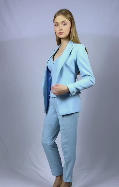 Blazer croisé bleu ciel